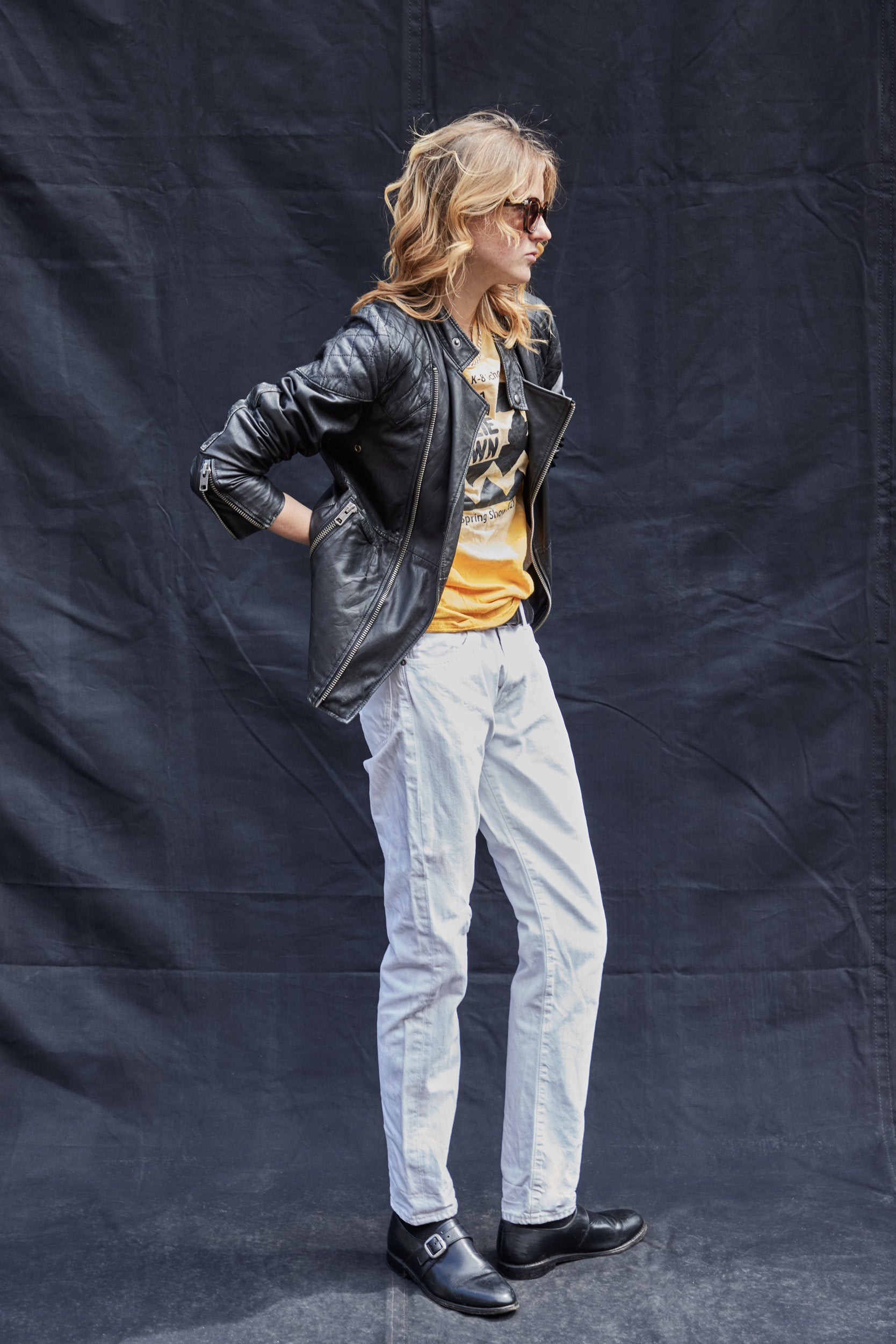 Vintage Lambs Leather Biker Jacket in Black