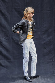 Vintage Lambs Leather Biker Jacket in Black
