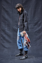 Wool Workshirt in Black Window Pane