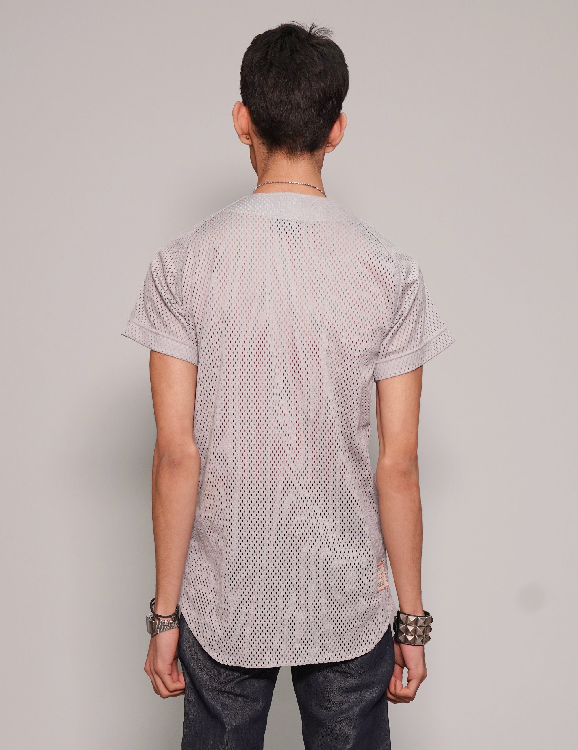 Men's Vintage Mesh Baseball Jersey in Light Grey | Stuart Trevor