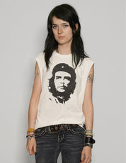 Women's Graphic T-Shirt Vest with Che Guevara Print in White | Stuart Trevor