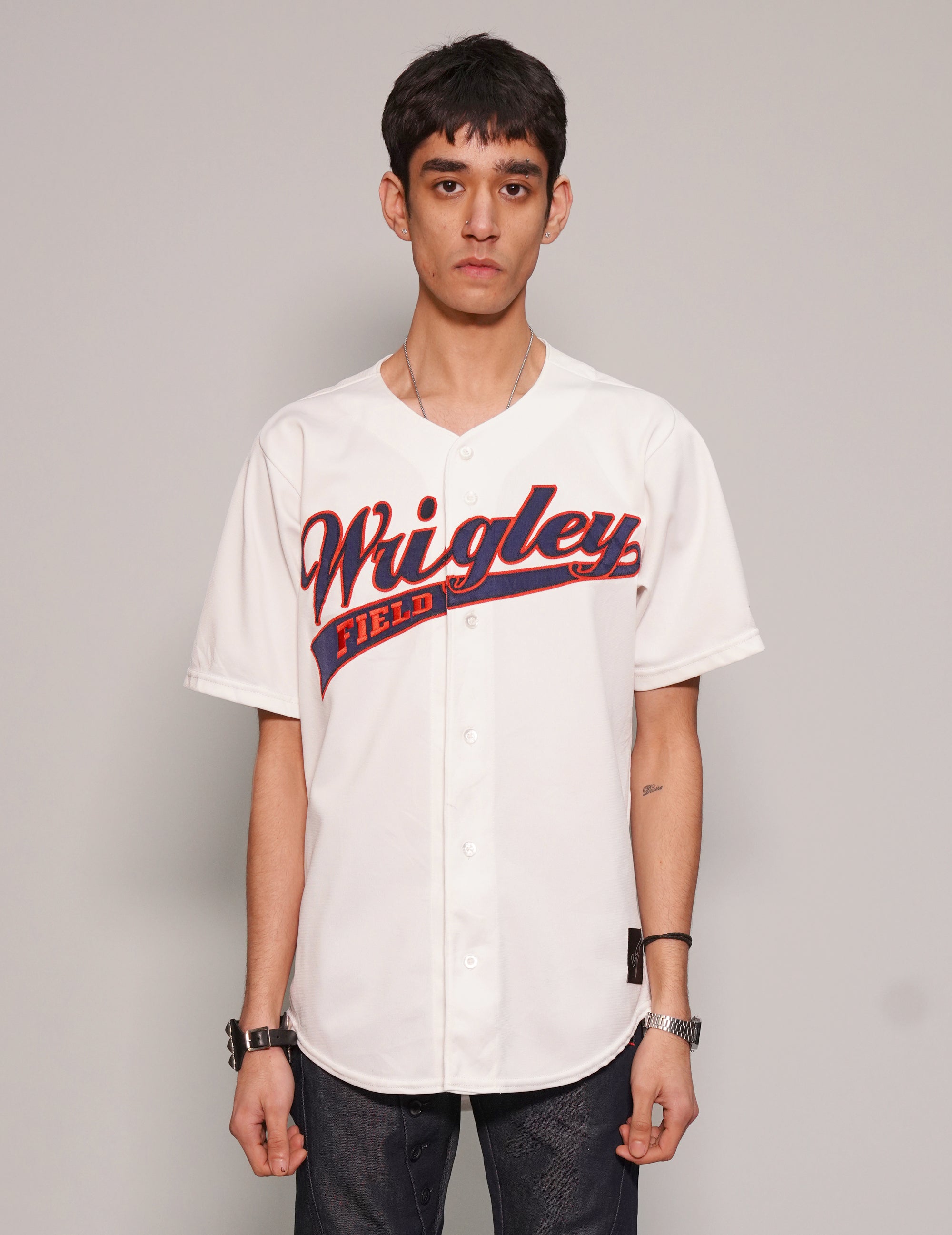 Men's Vintage Wrigley Baseball Jersey in White| Stuart Trevor