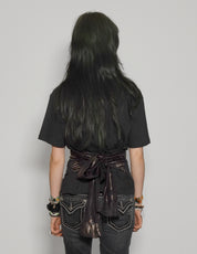 Women's Black T-Shirt with Black & Gold Sequin Tie Waist | Stuart Trevor