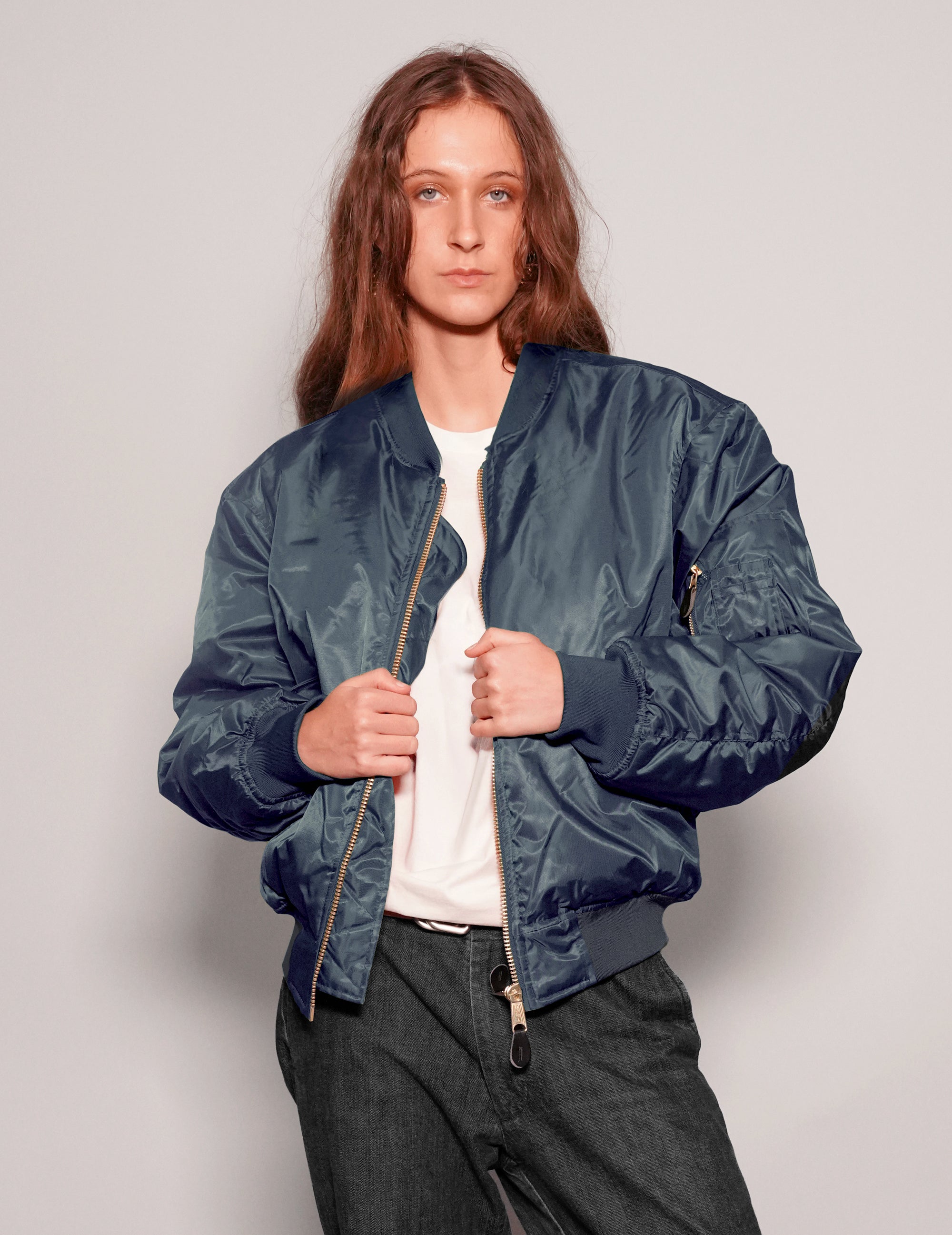 Womens MA-1 Bomber Jacket in Navy – Stuart Trevor