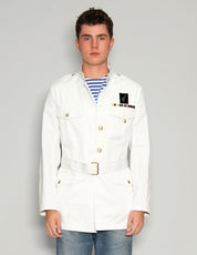 Men's Vintage Military Army Jacket in White | Stuart Trevor