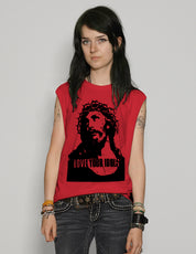 Women's Graphic T-Shirt Vest with Guns N' Roses Print in Red | Stuart Trevor