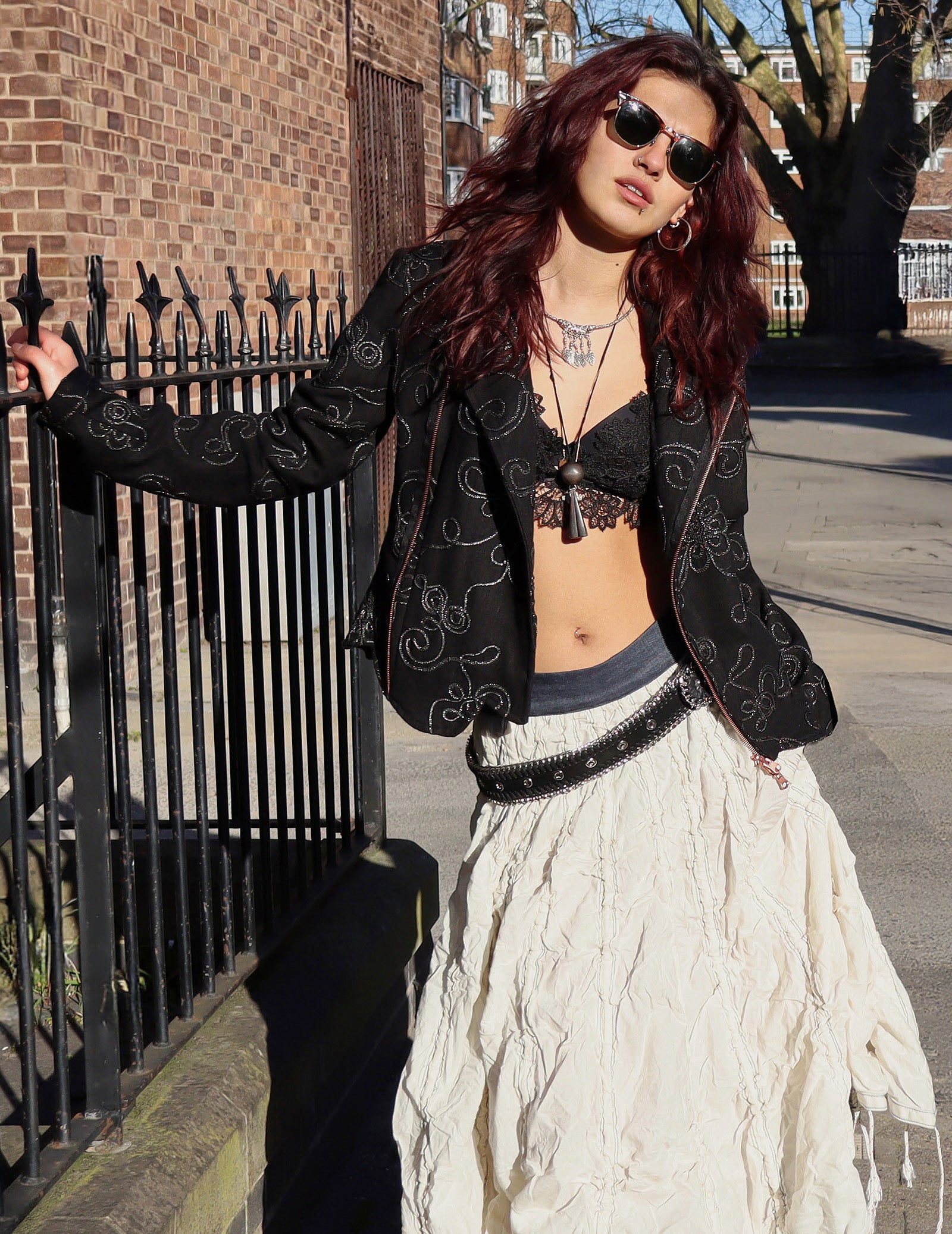 Women's Black Jacket with Silver Metallic Embroidery | Stuart Trevor