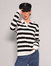 Women's Vintage Rugby Shirt with Black and White Stripes | Stuart Trevor