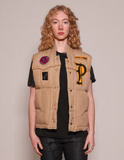 Women's Vintage Puffer Gilet with Patches | Stuart Trevor