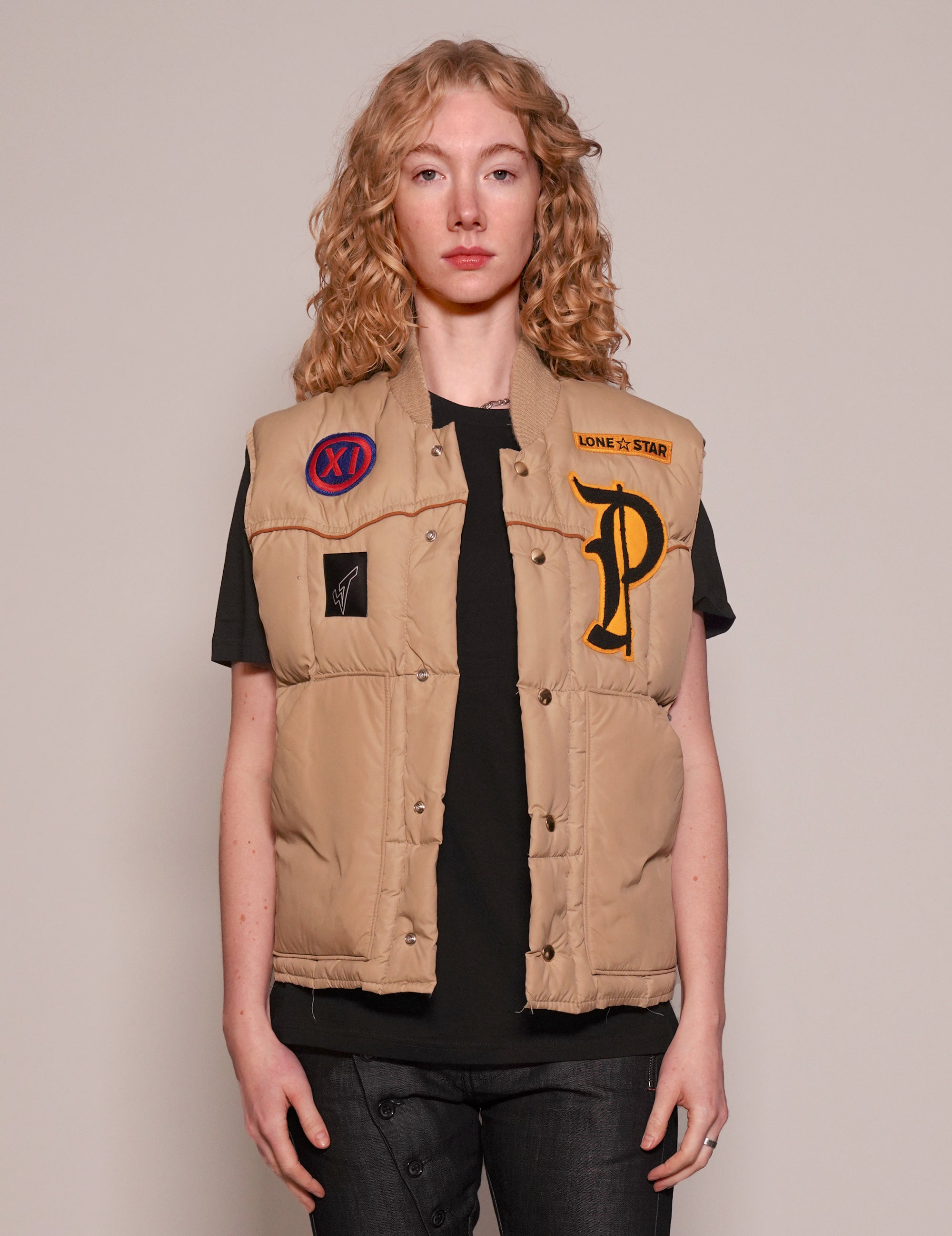 Women's Vintage Puffer Gilet with Patches | Stuart Trevor