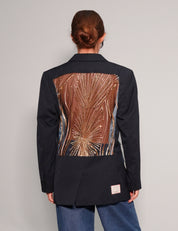 Women's Vintage Black Blazer with Gold Sequin Sheer Back | Stuart Trevor