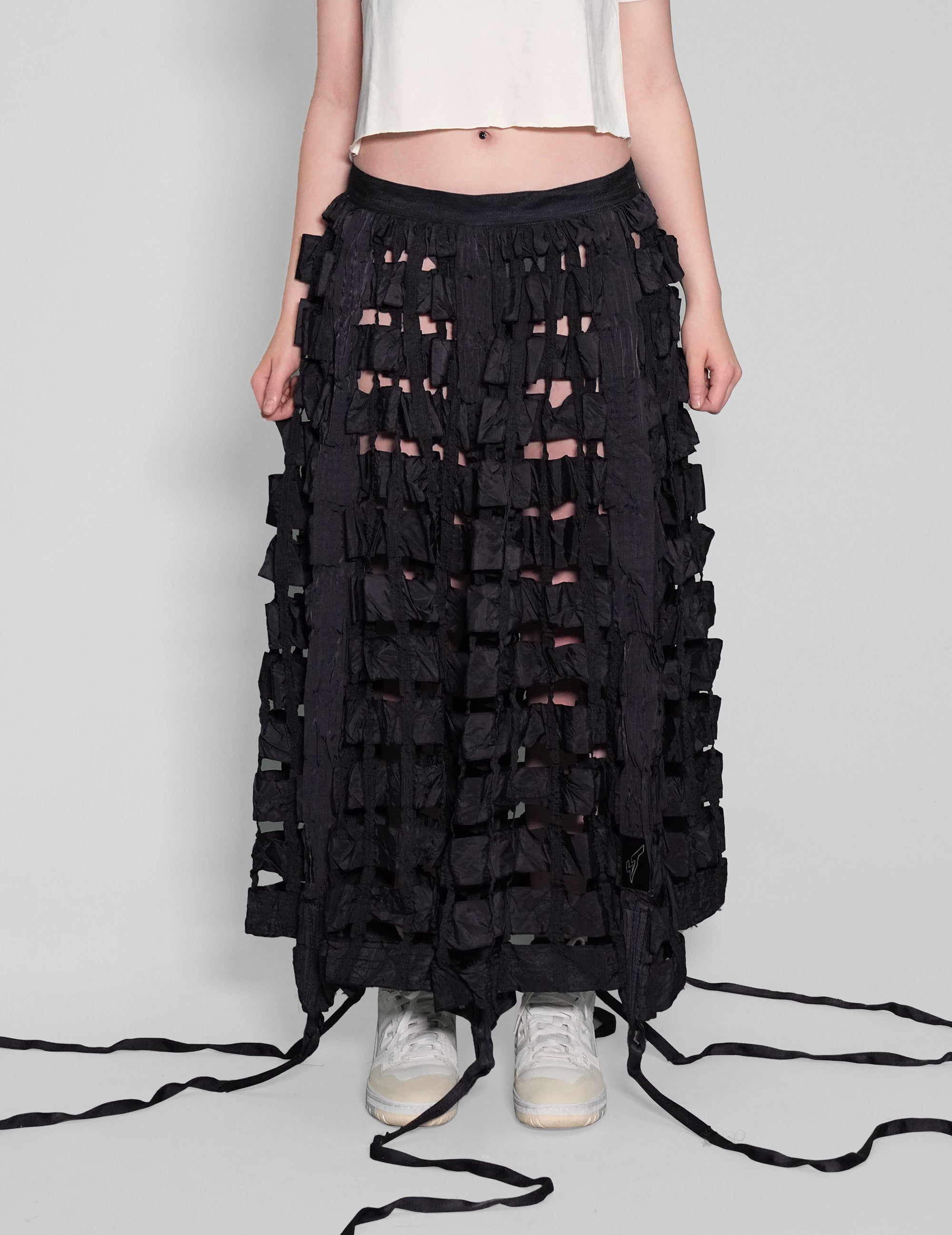 Parachute Skirt with Tassels - Black or White