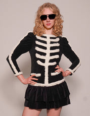 Women's Vintage Black Velvet Dress with Fur Trim | Stuart Trevor