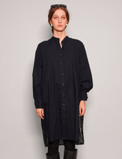 Women's Vintage Black Dress Shirt with Black Sequin Sheer Back | Stuart Trevor