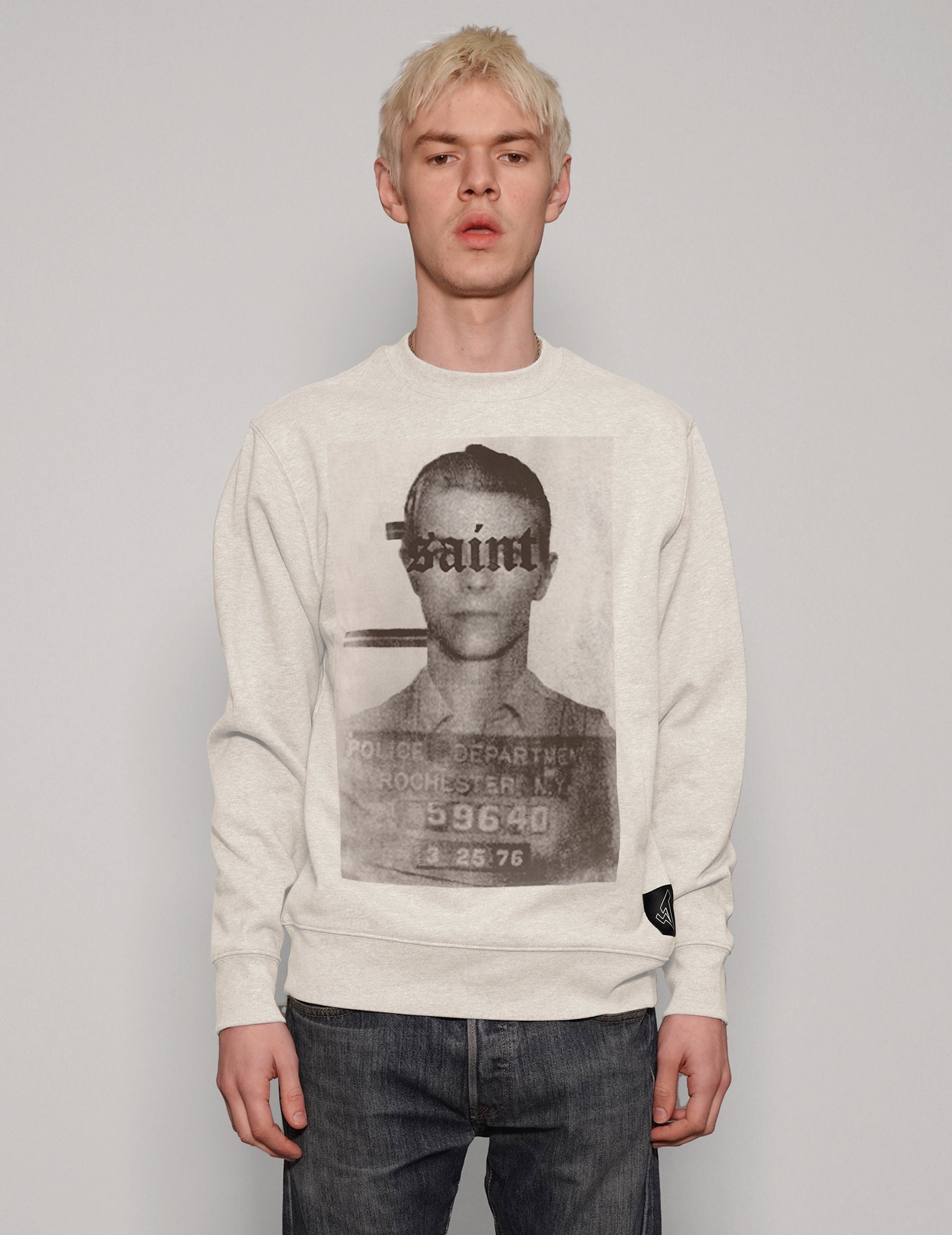 Men's Graphic Sweatshirt with David Bowie Print in White | Stuart Trevor