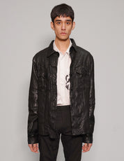 Men's Vintage Black Leather Jacket with David Bowie Patch | Stuart Trevor