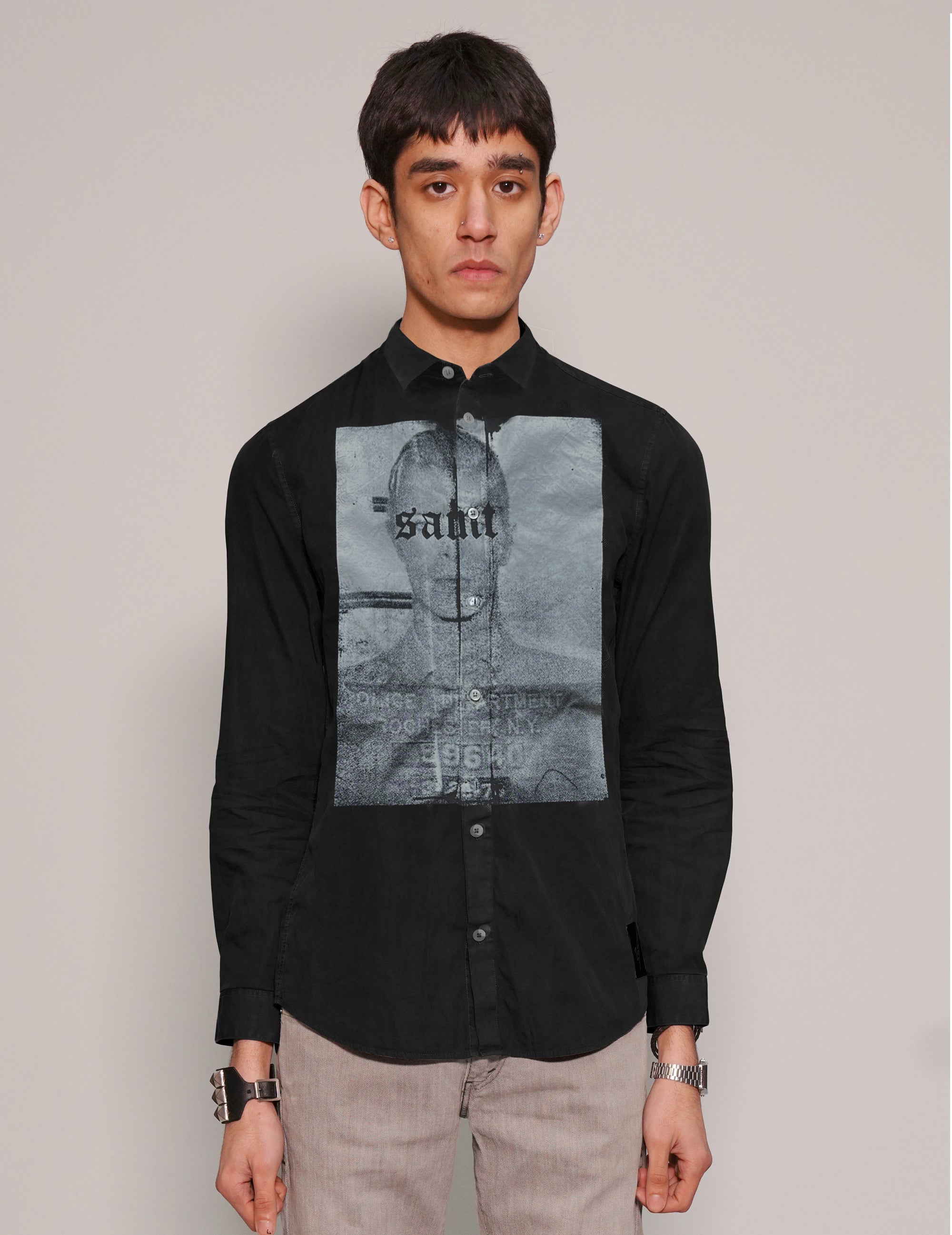 Men's Black Shirt with David Bowie Graphic Print | Stuart Trevor
