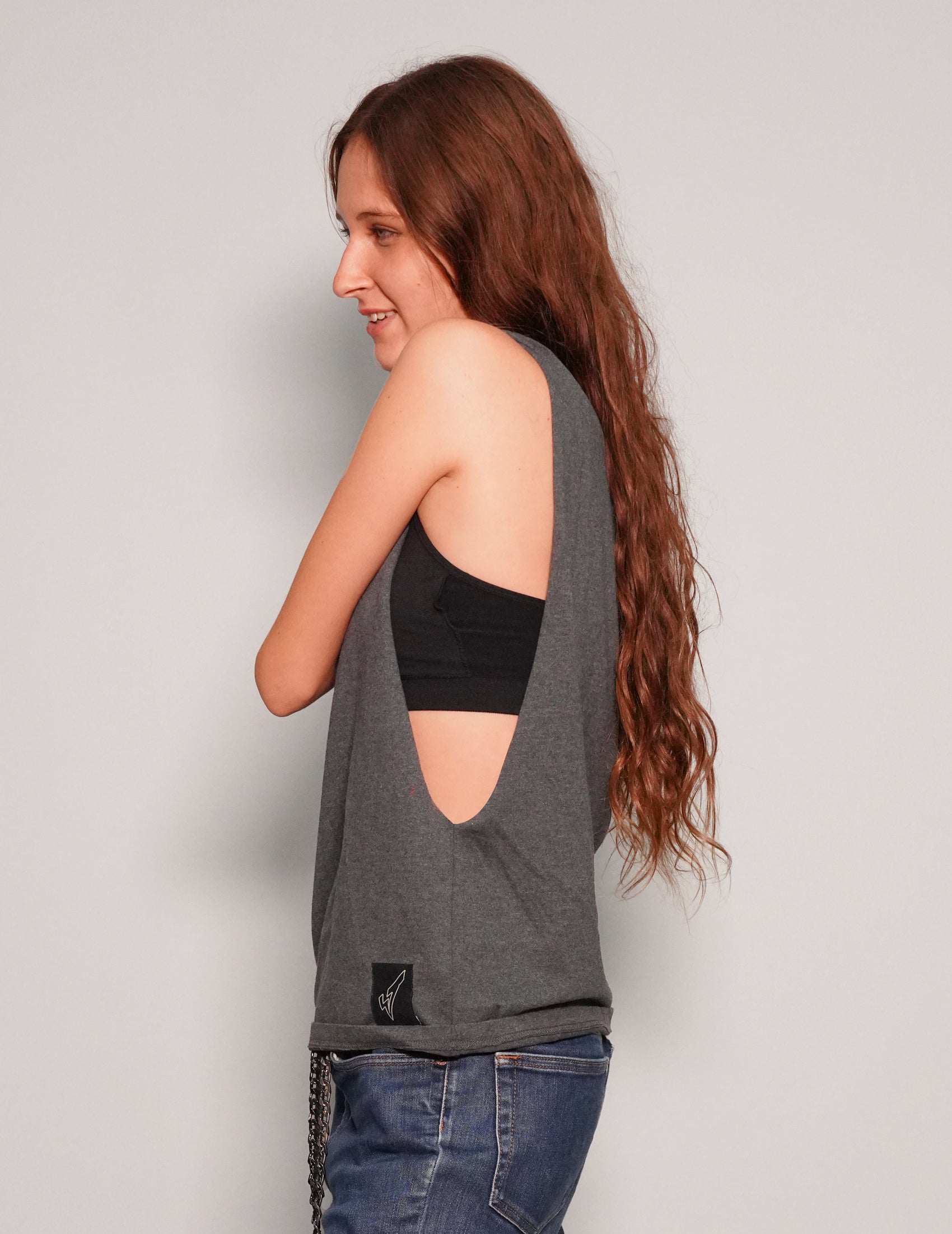Women's Graphic Vest with Sex Pistols Print in Grey | Stuart Trevor