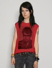 Women's Graphic Vest with Sid Vicious Print in Red | Stuart Trevor