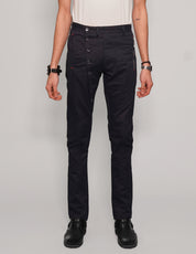 Men's Button Down Cotton Twill Skinny Jeans in Navy Blue | Stuart Trevor