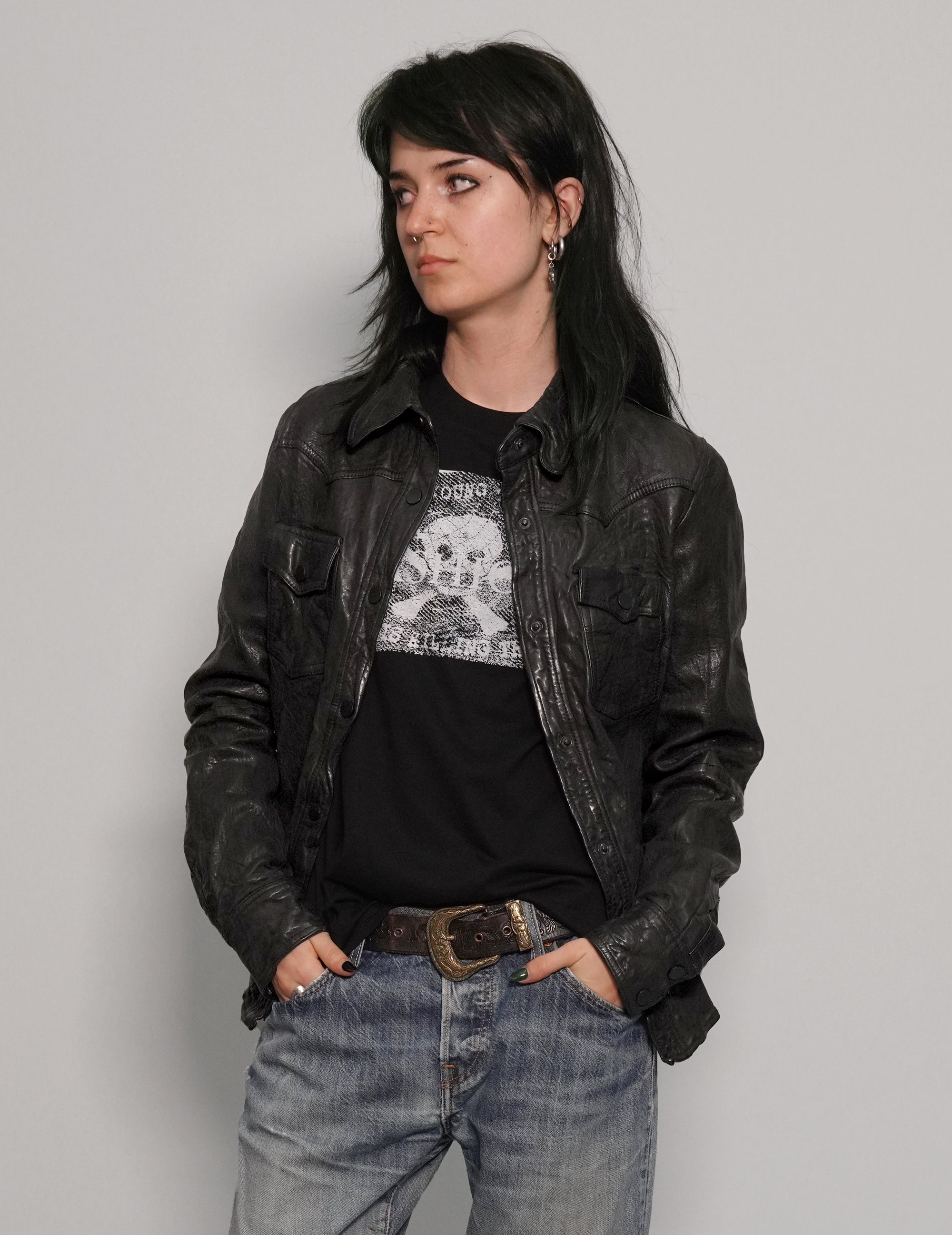 Women's Vintage Black Leather Jacket | Stuart Trevor