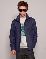 Wool Workshirt in Navy Blue
