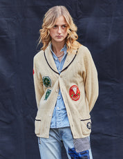Cardigan vintage Inter-Service Club Bowls beige
