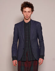 ST Navy Herringbone Wool Blazer | Stuart Trevor