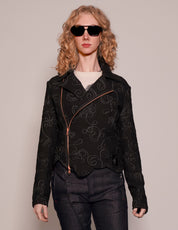Women's Black Jacket with Silver Metallic Embroidery | Stuart Trevor