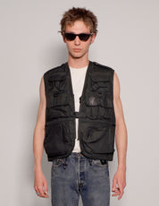 Men's Vintage Tactical Utility Gilet in Black | Stuart Trevor