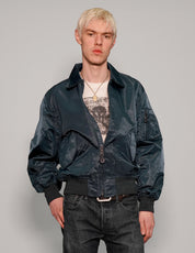 Men's Vintage Lightweight Collared Bomber Jacket in Navy | Stuart Trevor