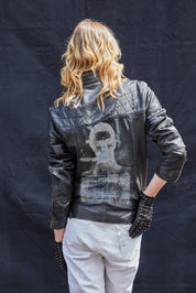 Vintage Lambs Leather Biker Jacket in Black