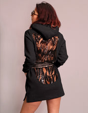 Women's Black Hoodie Dress with Black Sequin Back | Stuart Trevor