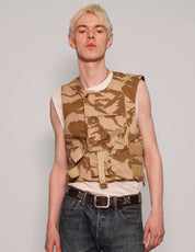 Men's Vintage Tactical Utility Army Vest in Desert Camo | Stuart Trevor