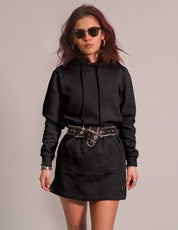 Women's Black Hoodie Dress with Black Sequin Back | Stuart Trevor