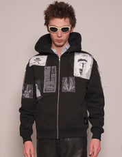 ST Multipatch Zip Hoodie in Black | Stuart Trevor