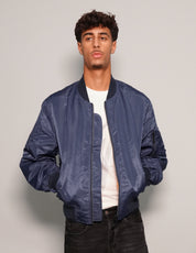 Men's Vintage Lightweight Bomber Jacket in Navy Blue | Stuart Trevor