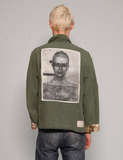 Men's Vintage Army Shirt with Patches in Khaki Green | Stuart Trevor