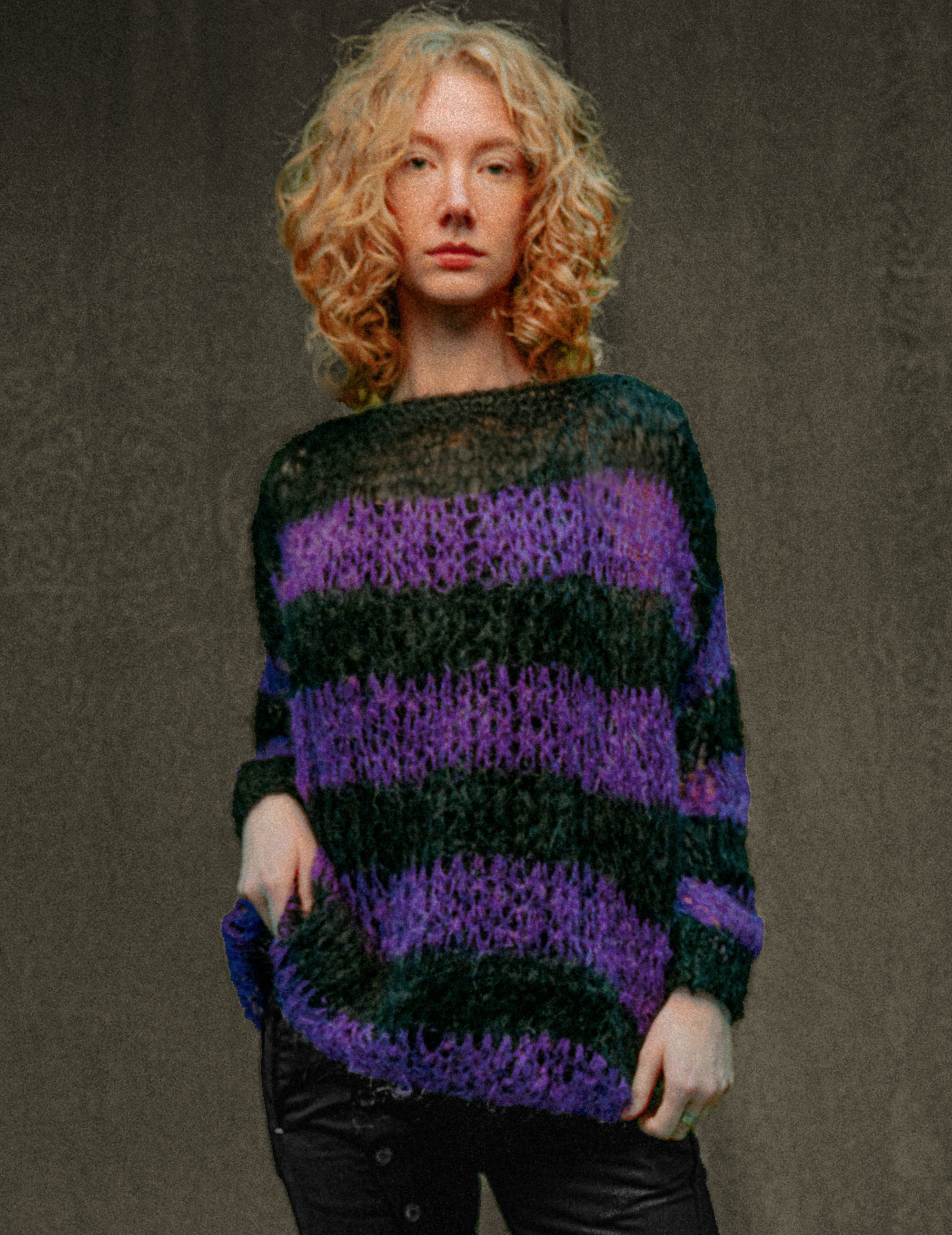 Striped Sweater Knit Collection- Mauve Striped Sweater Knit Collection- Mauve