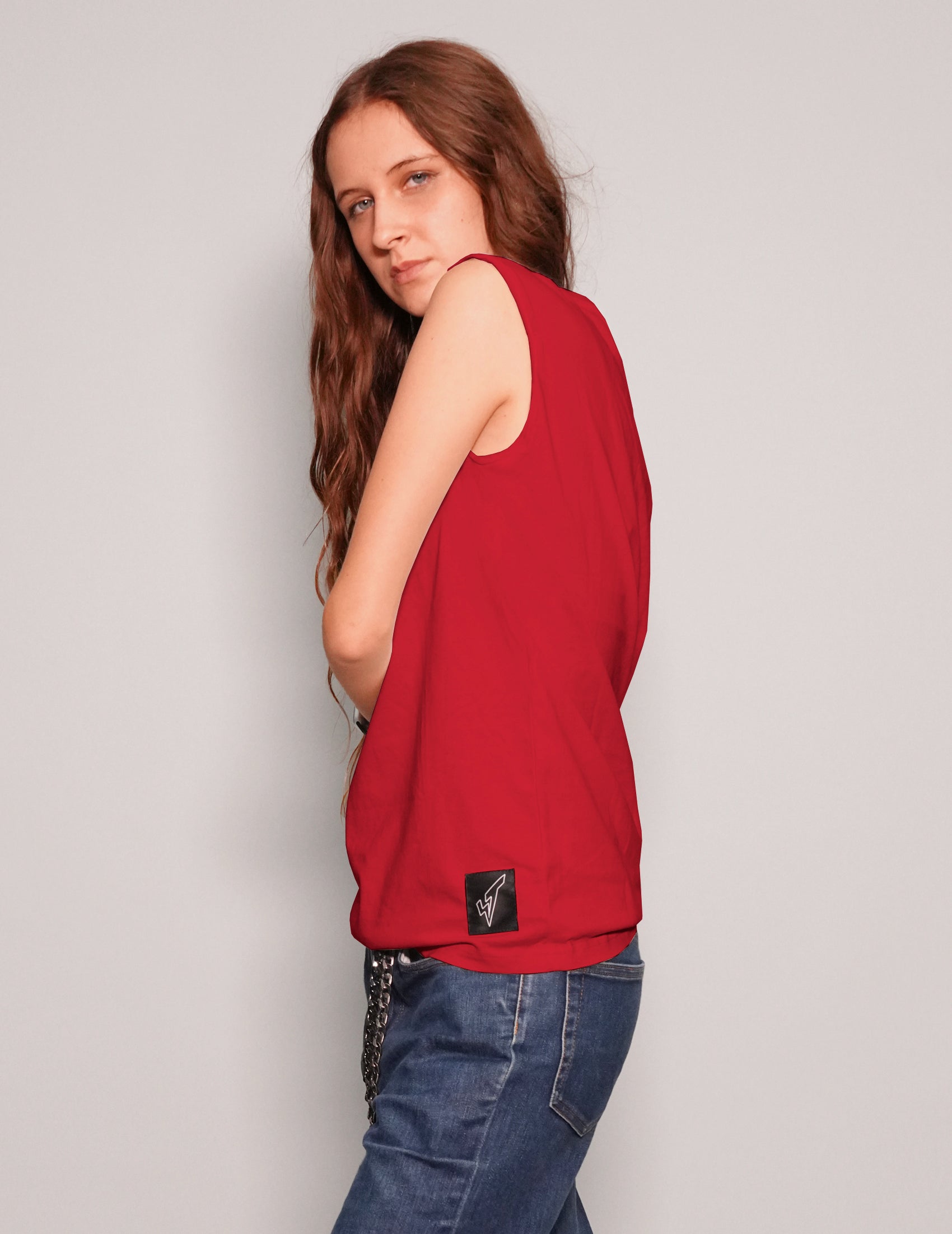 Women's Graphic Vest with Sid Vicious Print in Red | Stuart Trevor