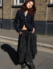 Mesh Maxirock - Blumenmuster in Schwarz