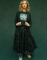 Mesh Maxirock - Blumenmuster in Schwarz