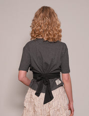 ST Silver Logo Tie-Tee in Grey with Black Tie