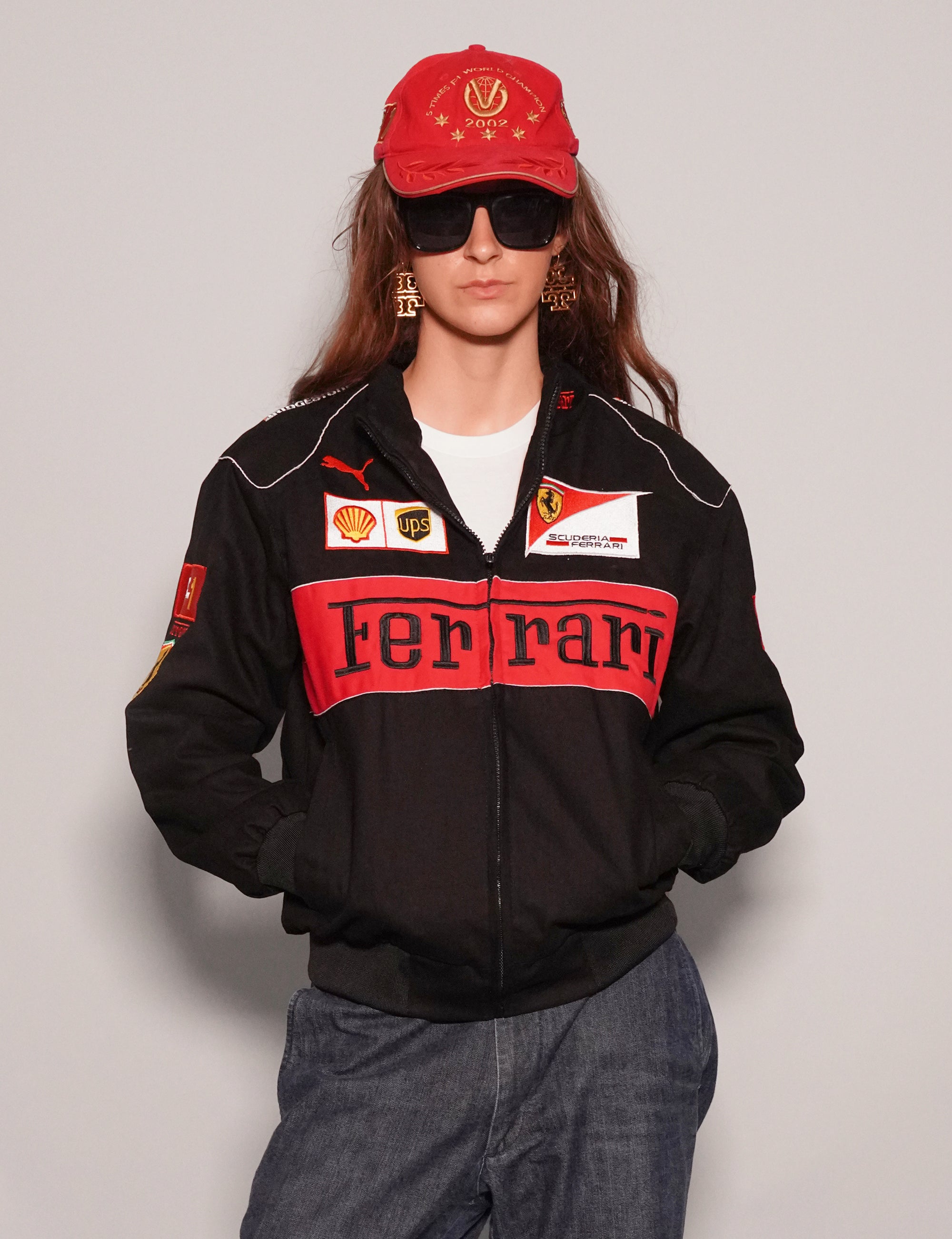 Women's Vintage Ferrari Racing Jacket in Black | Stuart Trevor