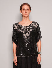 Women's Vintage Black Sequin Top | Stuart Trevor