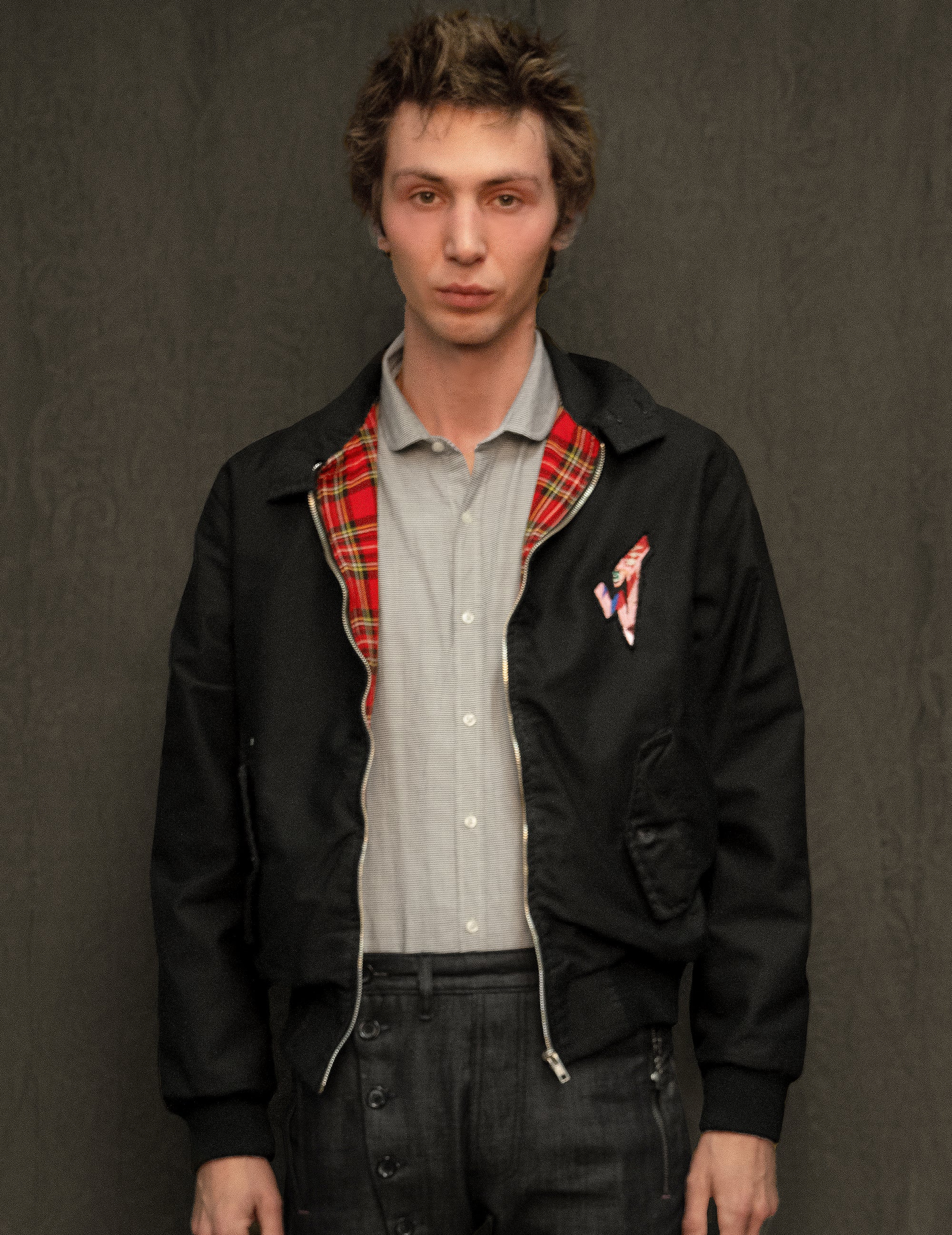 harrington jacket with shirt and tie