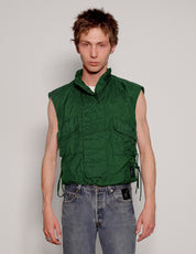 Men's Vintage Military Flak Gilet Jacket in Green | Stuart Trevor