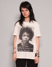 Women's Graphic T-Shirt with Jimi Hendrix Print in White | Stuart Trevor