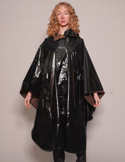 Women's Black Vinyl Poncho | Stuart Trevor