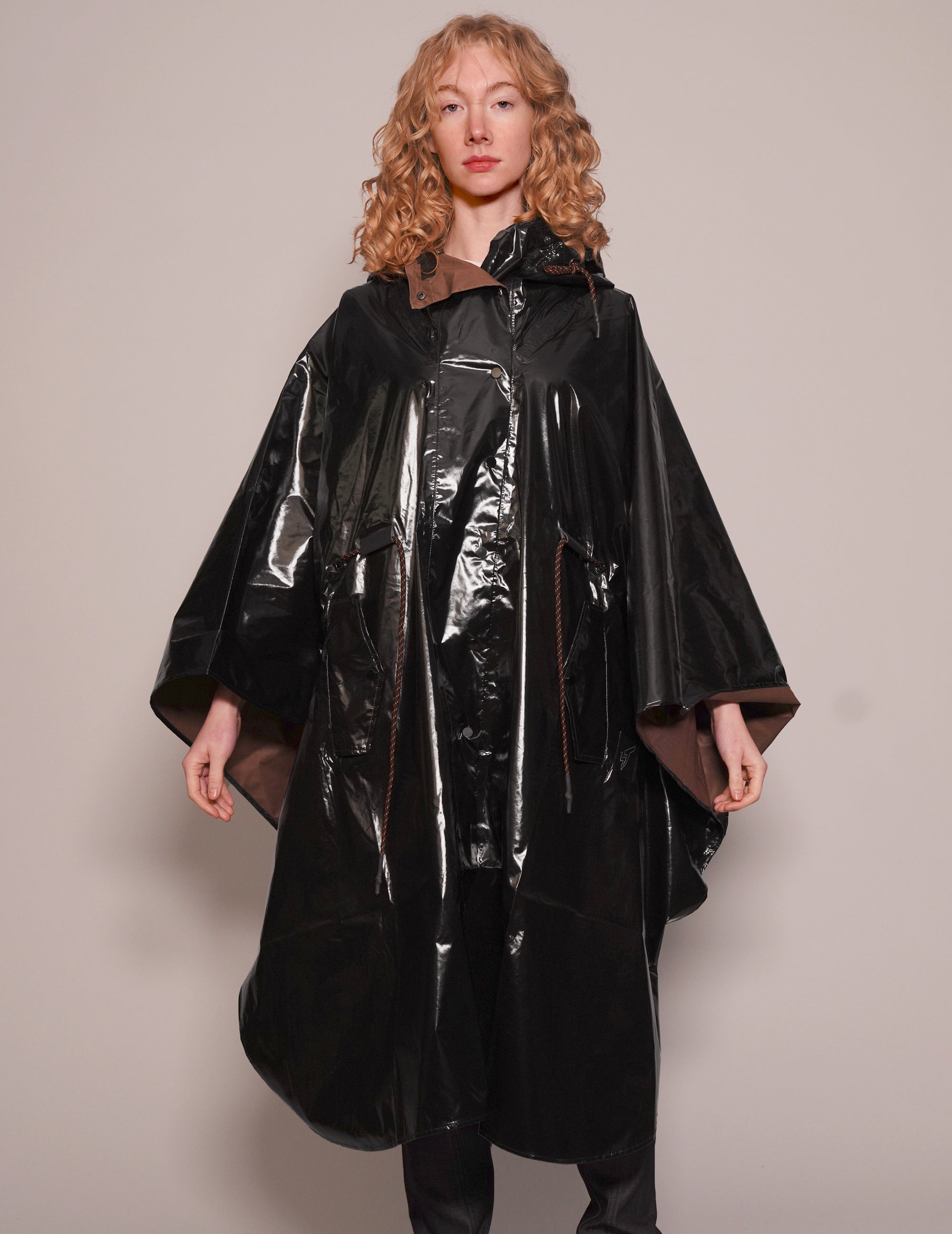 Women's Black Vinyl Poncho | Stuart Trevor